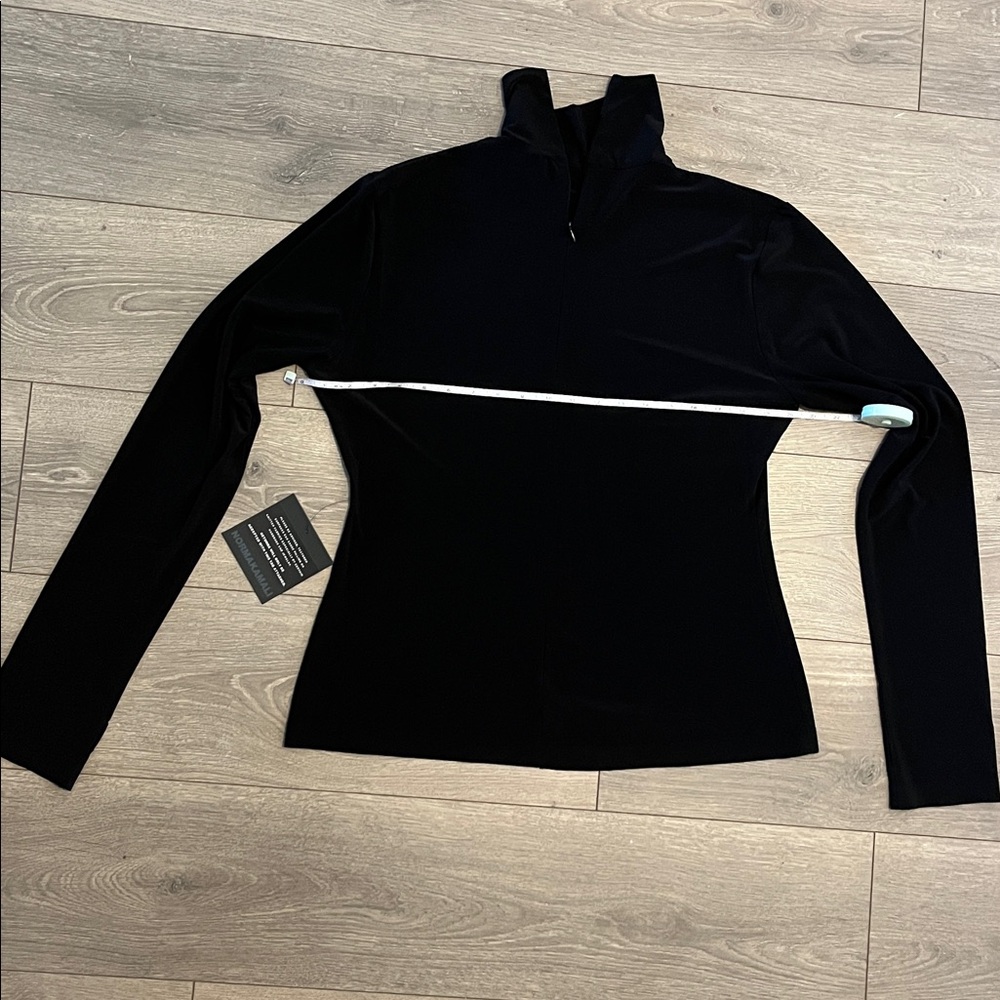 NWT Norma Kamali Black VNeck Longsleeve 1/4 Zip Top Size XL - Picture 9 of 12